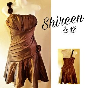 Shireen ruffled one shoulder evening mini dress XS